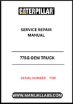 Enhance your maintenance capabilities with the CAT 775G OEM Truck Service Repair Manual, specifically designed for serial number T5W. This comprehensive guide provides detailed instructions and diagrams, ensuring you have the right information at your fingertips to keep your truck running smoothly.
