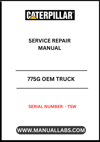 Enhance your maintenance capabilities with the CAT 775G OEM Truck Service Repair Manual, specifically designed for serial number T5W. This comprehensive guide provides detailed instructions and diagrams, ensuring you have the right information at your fingertips to keep your truck running smoothly.