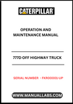  Enhance your operational efficiency with the CAT 777D Off Highway Truck Operation and Maintenance Manual, specifically designed for models with serial number FKR00001 and above, powered by the robust 3508B engine. This comprehensive guide provides essential insights into the truck's operation, ensuring you maximize performance and longevity.