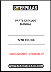 Discover the essential CAT 777D Truck Parts Catalog Manual, specifically designed for serial numbers 3PR00001 and up, powered by the robust 3508 engine. This comprehensive manual serves as your go-to resource for identifying and sourcing the right parts for your heavy-duty truck, ensuring optimal performance and longevity.