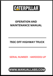 Enhance the performance and longevity of your CAT 793C Off Highway Truck with the comprehensive Operation and Maintenance Manual, specifically designed for serial numbers 4AR00001 and up. This manual is an essential resource for operators and maintenance personnel, providing detailed instructions and insights tailored to the powerful 3516 engine.