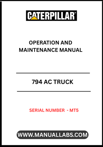 Discover the essential CAT 794 AC Truck Operation and Maintenance Manual, specifically designed for serial number MT5. This comprehensive guide is your go-to resource for understanding the intricate workings of your CAT 794 AC truck, ensuring optimal performance and longevity.