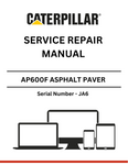 Discover the comprehensive service repair manual for the CAT AP600F Asphalt Paver, S/N - JA6. Ensure optimal performance and maintenance with expert guidance.