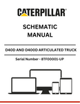 Explore the comprehensive schematic manual for CAT D40D and D400D 3Z-5796 articulated trucks. Perfect for S/N 8TF00001 and above to enhance your maintenance efforts.