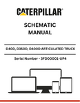 Discover detailed schematics for CAT D40D, D350D, and D400D articulated trucks powered by the 3406 engine. Access the manual for optimal performance.