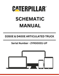 Discover premium CAT supplements for D350E & D400E articulated trucks. Access the 3Z-5748 or 3Z-5766 schematic manual for models S/N - 2YR00001 and up.