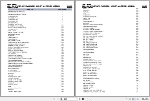 Enhance the efficiency of your CHALLENGER 4460 and 4660 sprayers with the comprehensive Spare Parts Catalogue Manual (518482D1) in PDF format. This essential resource provides detailed diagrams and part numbers, ensuring you can easily identify and order the necessary components for maintenance and repairs. With this manual at your fingertips, you can keep your sprayers operating at peak performance, minimizing downtime and maximizing productivity. Invest in the longevity of your equipment today with this i