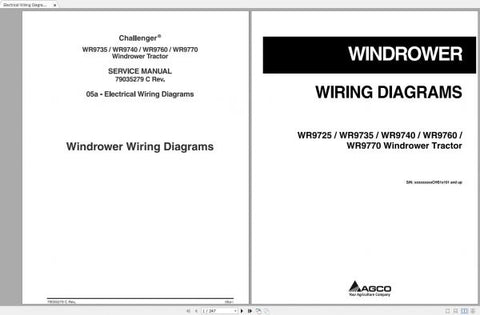 Discover the essential CHALLENGER EU WINDROWER TRACTOR SCHEMATIC MANUAL, designed specifically for models WR9735, WR9740, WR9760, and WR9770. This comprehensive PDF file serves as a vital resource for operators and technicians