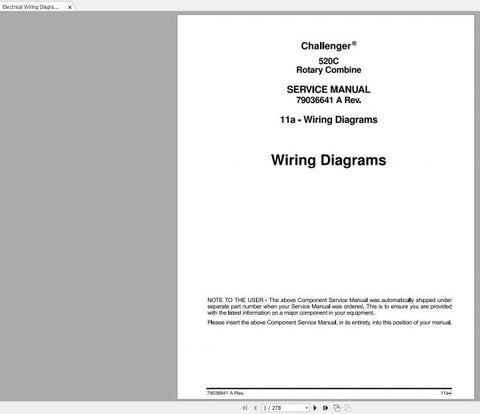 Discover the essential CHALLENGER NA ROTARY COMBINE 520C, 530C SCHEMATIC MANUAL, now available in a convenient PDF format. This comprehensive guide is designed to provide you with detailed schematics and technical information, ensuring