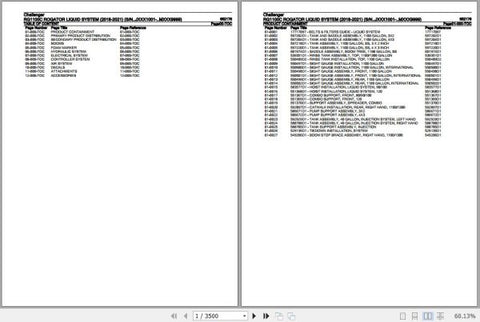 Enhance your maintenance and repair capabilities with the CHALLENGER RG1100C ROGATOR Liquid System Spare Parts Catalogue Manual (652176) in PDF format. This comprehensive manual provides detailed diagrams and part numbers, ensuring you can easily identify and order the necessary components for your equipment. With this invaluable resource at your fingertips, streamline your operations and minimize downtime, keeping your machinery running smoothly and efficiently. Perfect for technicians and operators alike,