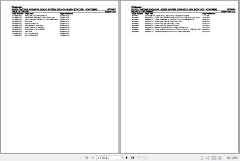 Enhance your maintenance and repair capabilities with the CHALLENGER RG700 RG700B ROGATOR Liquid System Spare Parts Catalogue Manual (567544D1). This comprehensive PDF file provides detailed diagrams and specifications for all essential components, ensuring you have the right information at your fingertips. Streamline your workflow and minimize downtime by easily identifying and sourcing spare parts, making it an invaluable resource for operators and technicians alike. Invest in your equipment's longevity a