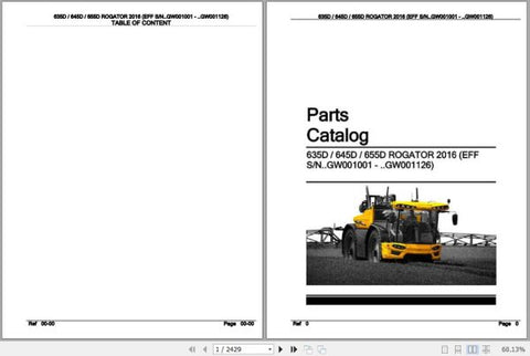Discover the essential CHALLENGER ROGATOR 635D, 645D, 655D Spare Parts Catalogue Manual (AG645681) in a convenient PDF format. This comprehensive manual provides detailed information on all spare parts, ensuring you have the right components for maintenance and repairs. With easy navigation and clear illustrations, you can quickly identify and order the parts you need to keep your equipment running smoothly. Enhance your operational efficiency and minimize downtime with this invaluable resource at your fing