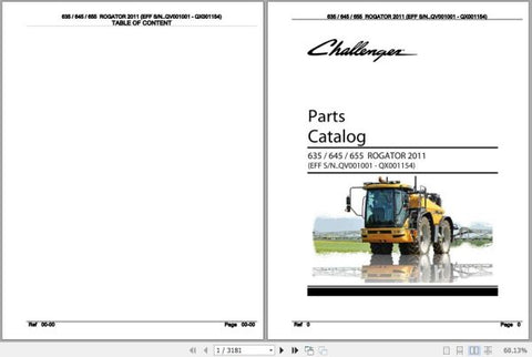 Enhance your maintenance and repair efficiency with the CHALLENGER ROGATOR 635, 645, 655 Spare Parts Catalogue Manual (AG634826) in PDF format. This comprehensive manual provides detailed diagrams and part numbers, ensuring you can easily identify and order the necessary components for your equipment. With this invaluable resource at your fingertips, you can minimize downtime and keep your machinery running smoothly, making it an essential addition to your operational toolkit.