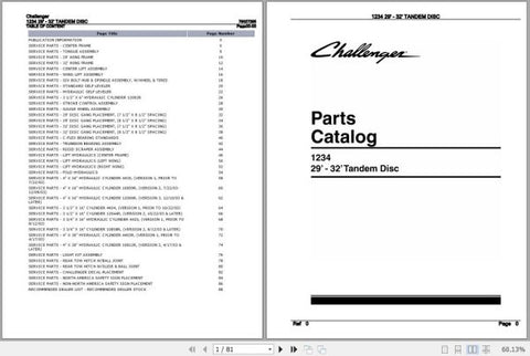 Discover the ultimate resource for maintaining your CHALLENGER TANDEM DISC 1234 29′ – 32′ with our comprehensive Spare Parts Catalog Manual. This PDF file is designed to provide you with detailed information on all components, ensuring you have everything