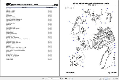 Enhance your maintenance and repair efficiency with the CHALLENGER TRACTOR MT575B SPARE PARTS CATALOGUE MANUAL 3906065. This comprehensive PDF file provides detailed diagrams and part numbers, ensuring you can easily identify and order the right components for your tractor. Perfect for both professionals and DIY enthusiasts, this manual is an essential resource for keeping your equipment in top condition, minimizing downtime, and maximizing productivity. Don't miss out on the opportunity to streamline your 