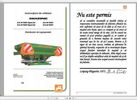 Discover the essential CLAAS AMAZONE ZA-M1001 and ZA-M1501 Special Instruction Manual, now available in a convenient PDF format. This comprehensive guide is designed to enhance your understanding and operation of these advanced agricultural machines, ensuring you get the most out of your investment.