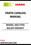 Discover the essential CLAAS Baler Variant 450 Parts Catalogue Manual, specifically designed for serial numbers 77000674 to 77000676. This comprehensive guide provides detailed information on all parts, ensuring you have the right components for maintenance and repairs.
