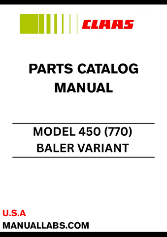 Discover the comprehensive CLAAS Baler Variant 450 Parts Catalogue Manual, specifically designed for serial numbers 77000685 to 77009999. This essential resource provides detailed diagrams and part numbers, ensuring you can easily identify and order the components you need to keep your baler running smoothly.