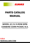 Discover the ultimate resource for maintaining your CLAAS Combine Corn Picker with the N.A. Corn Head Parts Catalogue Manual. Designed specifically for serial numbers 67800400 to 67899999, this comprehensive guide provides detailed information on parts and components, ensuring you have everything you need for efficient repairs and maintenance.
