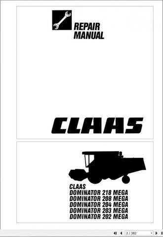 Discover the ultimate resource for maintaining your CLAAS Combine Harvester Dominator 218 Mega with our comprehensive 202 Mega Repair Manual. This PDF file is designed to provide you with detailed insights and step-by-step instructions, ensuring