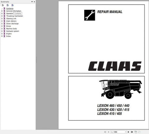 Unlock the full potential of your CLAAS Combine Harvester with the comprehensive Repair Manual for models LEXION 405, 410, 415, 420, 430, 440, 450, and 460. This PDF file 