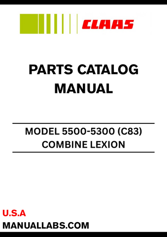 Discover the essential CLAAS Combine Lexion 5500-5300 Parts Catalogue Manual, specifically designed for serial numbers C8300011 to C8309999. This comprehensive guide provides detailed information on all parts and components, ensuring you have the right resources at your fingertips for maintenance and repairs.
