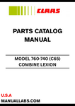 Discover the essential CLAAS Combine Lexion 760-740 Parts Catalogue Manual, specifically designed for serial numbers C6500011 to C6599999. This comprehensive guide provides detailed information on all parts and components, ensuring you have the right resources at your fingertips for maintenance and repairs.