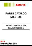 Discover the essential CLAAS Combine Lexion 780-770 Parts Catalogue Manual, specifically designed for serial numbers C6600011 to C6699999. This comprehensive guide provides detailed information on all parts and components, ensuring you have the right resources at your fingertips for maintenance and repairs.