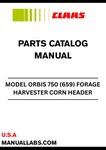 Discover the essential CLAAS Forage Harvester Corn Header Orbis 750 Parts Catalogue Manual, specifically designed for serial numbers 65902175 to 65909999. This comprehensive guide provides detailed information on all components, ensuring you have the right parts at your fingertips for efficient maintenance and repairs.