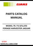 Discover the essential CLAAS Forage Harvester Jaguar 75 / 71 Parts Catalogue Manual, designed specifically for serial numbers 17201011 to 17299999. This comprehensive guide provides detailed information on all parts, ensuring you have the right components for maintenance and repairs.