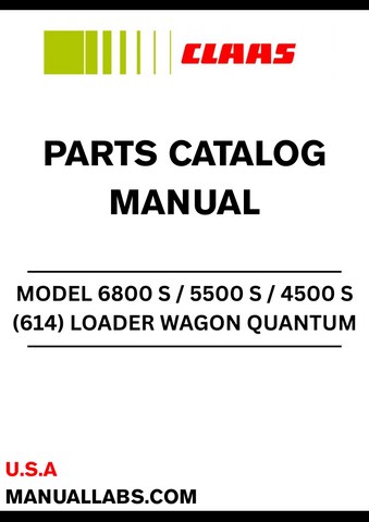 Discover the essential CLAAS Loader Wagon Quantum Parts Catalogue Manual, specifically designed for models 6800 S, 5500 S, and 4500 S (S/N 61402001 - 61402393). This comprehensive manual is your go-to resource for identifying and sourcing the right parts for your loader wagon, ensuring optimal performance and longevity.