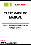 Enhance your CLAAS Loader Wagon Sprint 230/T with our comprehensive Parts Catalogue Manual, specifically designed for serial numbers 36101001 to 36199999. This manual is an essential resource for anyone looking to maintain or repair their loader wagon, ensuring you have access to the correct parts and specifications.