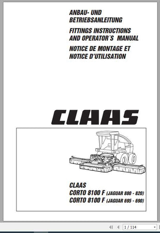 Enhance your mowing experience with the CLAAS Mowers Corto 8100 F 8100 T Fitting Instruction Manual, available in a convenient PDF format. This comprehensive guide provides step-by-step instructions to ensure proper installation and maintenance of your mower, maximizing its performance and longevity.
