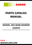 Discover the essential CLAAS Mower Corto 252 Parts Catalogue Manual, specifically designed for serial numbers 64801001 to 64899999. This comprehensive guide provides detailed information on all parts, ensuring you have the right components for maintenance and repairs.