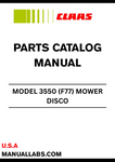 Enhance your CLAAS MOWER DISCO 3550 (F77) experience with our comprehensive Parts Catalogue Manual, specifically designed for serial numbers F7700001 to F7709999. This manual is an essential resource for anyone looking to maintain or repair their mower, ensuring you have access to the correct parts and specifications.