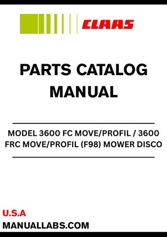 Discover the essential CLAAS Mower DISCO 3600 FC MOVE/PROFIL / 3600 FRC MOVE/PROFIL Parts Catalogue Manual, specifically designed for serial numbers F9801001 to F9809999. This comprehensive manual is your go-to resource for maintaining and servicing your mower, ensuring optimal performance and longevity.