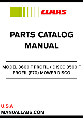 Discover the essential CLAAS Mower DISCO 3600 F PROFIL / DISCO 3500 F PROFIL Parts Catalogue Manual, specifically designed for serial numbers F7001001 to F7001113. This comprehensive manual is your go-to resource for maintaining and servicing your mower, ensuring optimal performance and longevity.