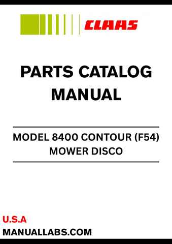 Discover the essential CLAAS Mower Disco 8400 Contour Parts Catalogue Manual, specifically designed for serial numbers F5401001 to F5409999. This comprehensive guide provides detailed information on all parts, ensuring you have the right components for maintenance and repairs.