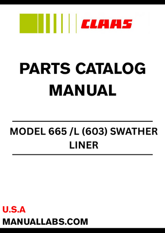 Enhance your CLAAS SWATHER LINER 665/L with the comprehensive Parts Catalogue Manual, specifically designed for serial numbers 60301001 to 60301193. This manual serves as an essential resource for identifying and sourcing the right parts, ensuring your equipment operates at peak performance.