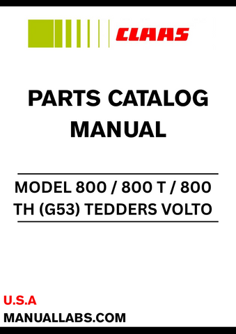 Discover the essential CLAAS TEDDERS VOLTO 800 / 800 T / 800 TH (G53) Parts Catalogue Manual, specifically designed for serial numbers G5301001 to G5309999. This comprehensive manual is your go-to resource for identifying and sourcing the right parts for your equipment, ensuring optimal performance and longevity.