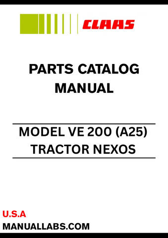 Discover the comprehensive CLAAS Tractor Nexos VE 200 Parts Catalogue Manual, specifically designed for serial numbers A2500001 to A2599999. This essential resource provides detailed diagrams and part numbers, ensuring you can easily identify and order the correct components for your tractor.