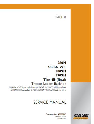 Case 580N, 580SN WT, 580SN, 590SN Tier B Tractor Loader Backhoe Service Manual 48080063 - PDF File Download