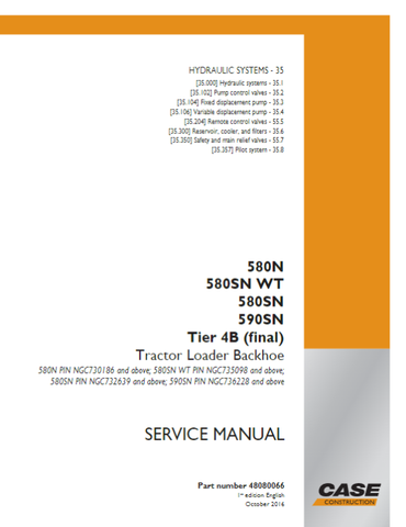 Case 580N, 580SN WT, 580SN, 590SN Tier B Tractor Loader Backhoe Service Manual 48080066 - PDF File Download