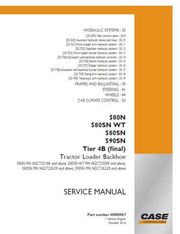 Case 580N, 580SN WT, 580SN, 590SN Tier B Tractor Loader Backhoe Service Manual 48080067 - PDF File Download