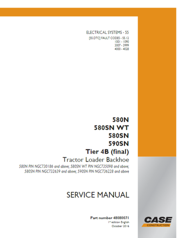 Case 580N, 580SN WT, 580SN, 590SN Tier B Tractor Loader Backhoe Service Manual 48080071- PDF File Download