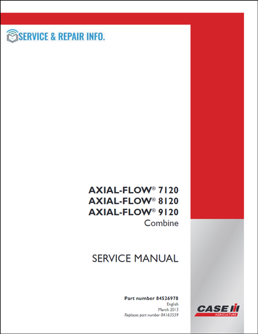 Case IH 7120, 8120, 9120 Axial-Flow Combine Service Manual - PDF File Download