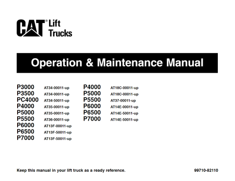 Caterpillar PC4000 Forklift Operation & Maintenance Service Manual - PDF File Download