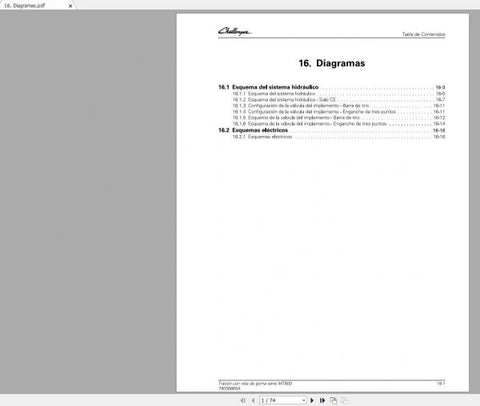 CHALLENGER EU RUBBER TRACK TRACTOR MT800 SERIES SCHEMATIC MANUAL - PDF FILE