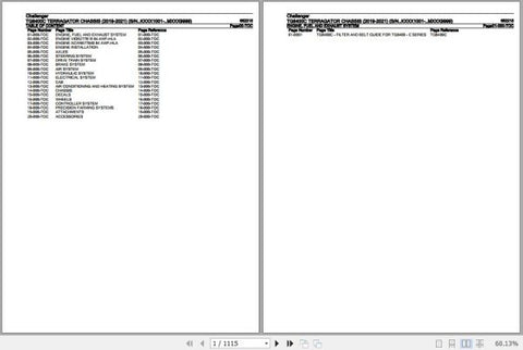 CHALLENGER TERRAGATOR TG8400C CHASSIS SPARE PARTS CATALOGUE MANUAL 652215 - PDF FILE