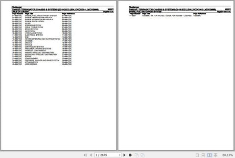 CHALLENGER TERRAGATOR TG9300C CHASSIS AND SYSTEMS SPARE PARTS CATALOGUE MANUAL 652377 - PDF FILE